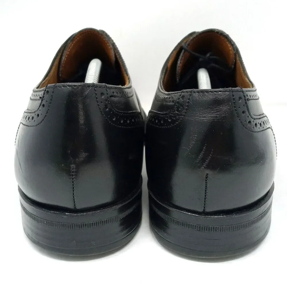 Florsheim Comfortech Wingtip Oxford Shoes Size 10 Made in USA Black Leather